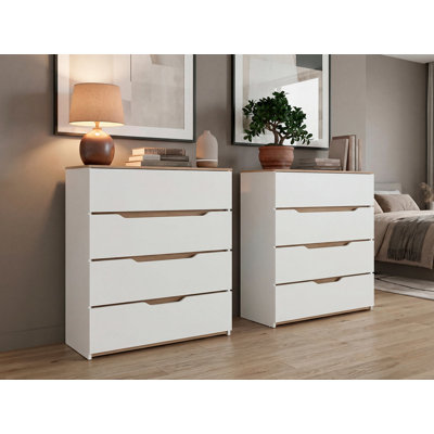 Arcadia Set of 2 White Dressers – Modern Bedroom Storage Furniture