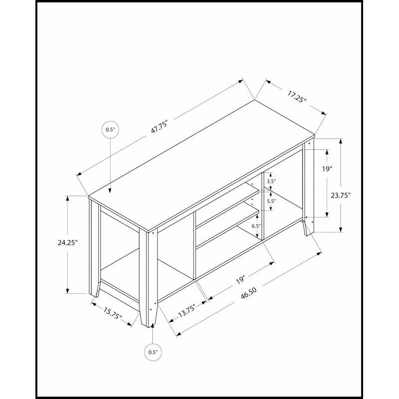 Meuble télé moderne de 48 pouces avec tablettes de rangement, idéal pour les petits espaces et les espaces de vie contemporains