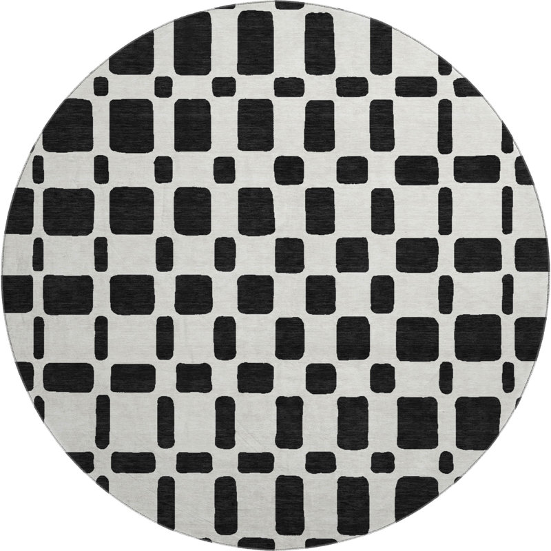 Premium Machine Washable Prisco Black Rug, Rectangle 9' x 12'