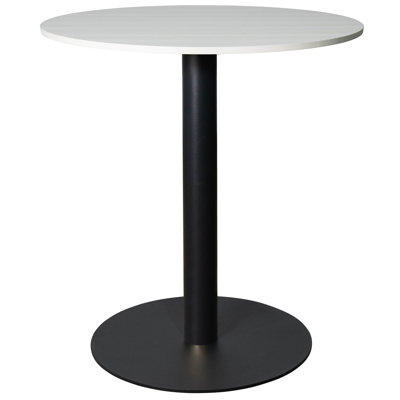 Table de salle à manger ronde en panneau de fibres à densité moyenne avec base en piédestal en acier inoxydable - pouvant accueillir 2 à 3 personnes, table de salle à manger pour la cuisine