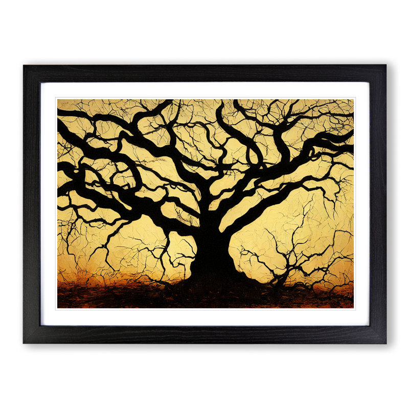 Handsome Oak Tree 1 Piece Single Picture Frame Painting, 25cm H x 34cm W x 2cm D, Black