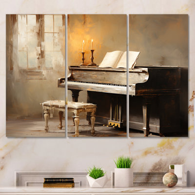 Rustic Brown Piano Melody II - Piano, art mural