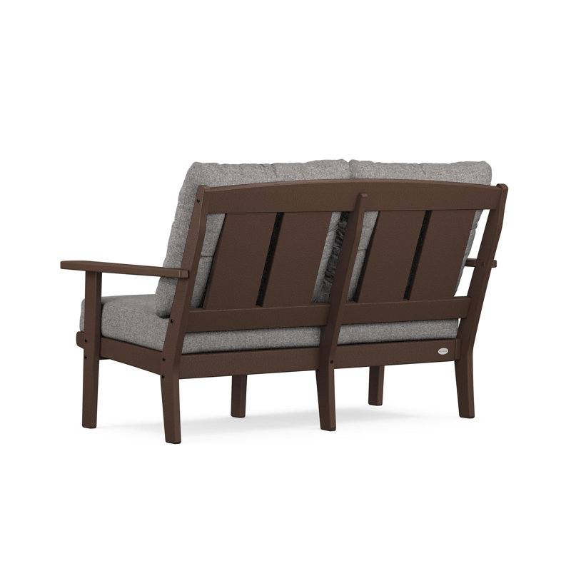 Mission Deep Seating Loveseat, Grey Mist, Mahogany