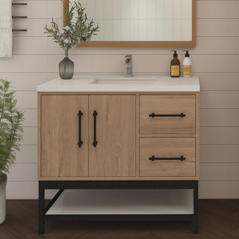 Meuble-lavabo simple avec plateau Victoria 23,7, Chêne rouge