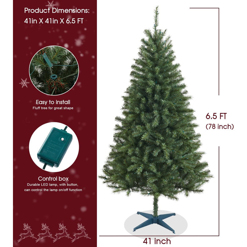 6.5ft Green PVC Christmas Tree with Multicolor LED Lights
