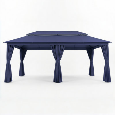 Gazebo de patio en acier Yardgrace, 6,10 m de largeur x 3,05 m de profondeur, bleu