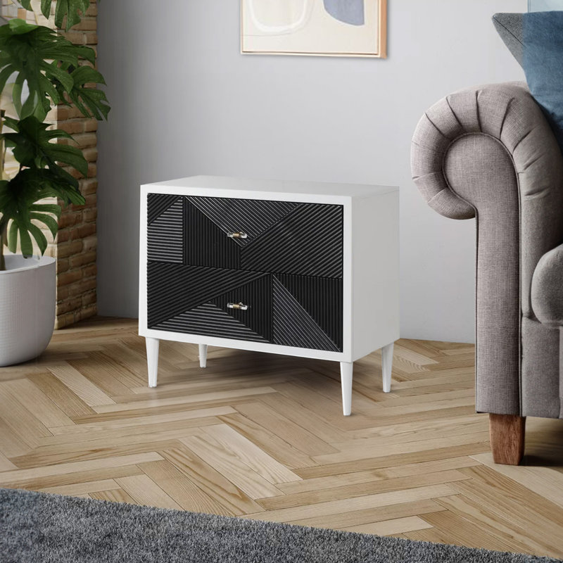 Table de bout à 2 tiroirs en bois massif