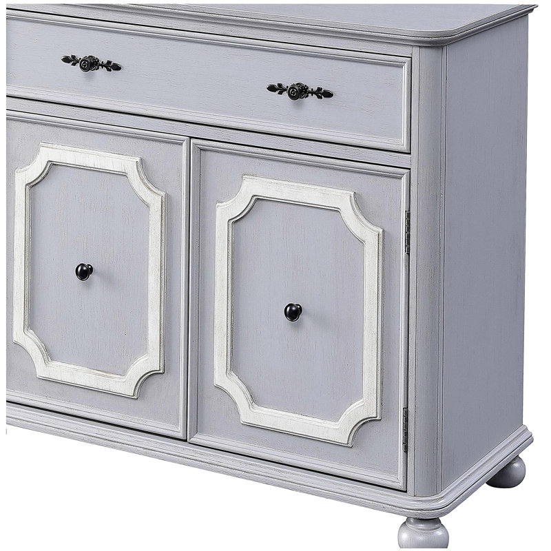 Buffet décoratif gris 2 portes avec 1 tiroir