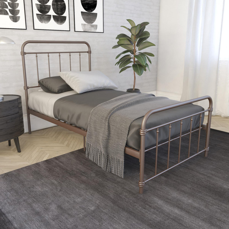 Aanya Bed, Classic Steel Grey Performance Velvet, Single (3')