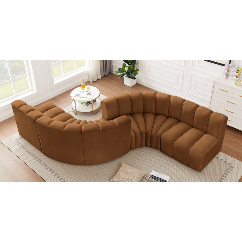 Ivancea Upholstered Curved Sectional Reversible, Saddle Velvet
