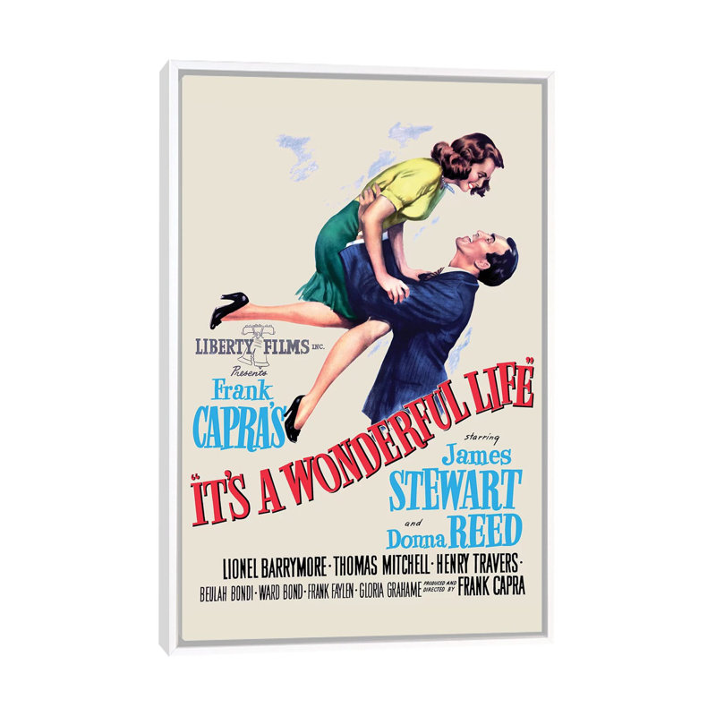 «It's a Wonderful Life» - Publicité imprimée, Aucun mat, H 26 po x l 18 po x 1,5 po, Toile blanche encadrée
