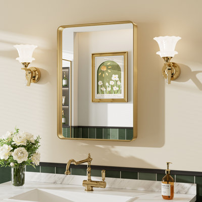 Llesenia Mirror with HD Tempered Glass and Aluminum Alloy Frame, French Cleat Wall-Mounted Bathroom Vanity Mirror