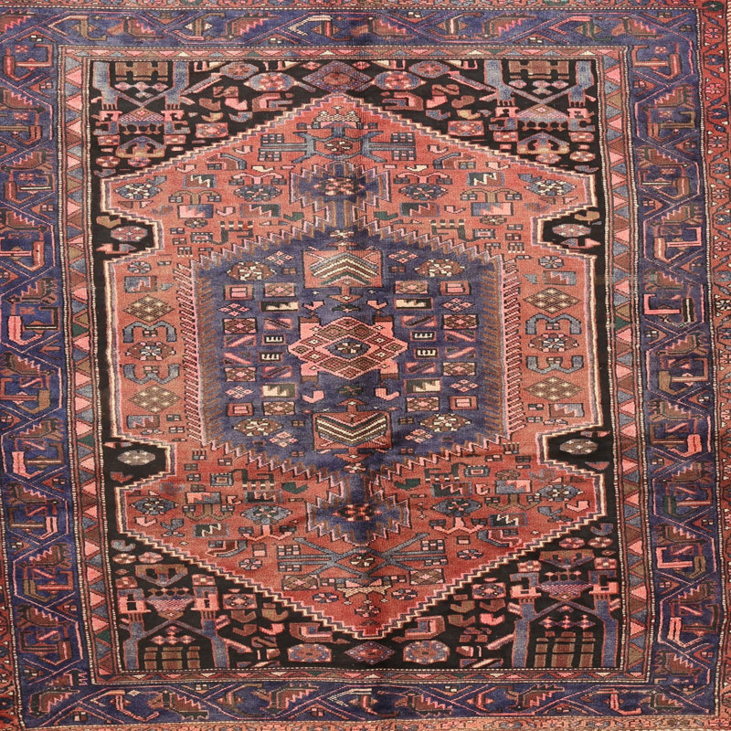 Tapis traditionnel rouge / noir Sayachith, Rond 4 pi
