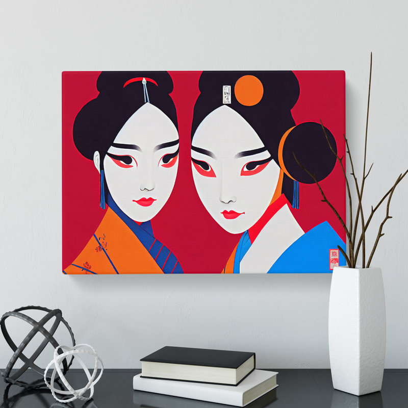 Portrait Of Two Geisha - Wrapped Canvas Print, 35cm H x 50cm W x 3cm D
