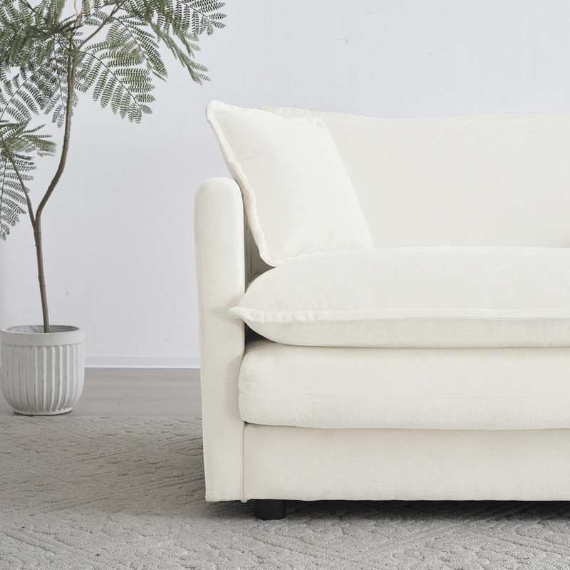 Causeuse en chenille 76,5 po, Blanc