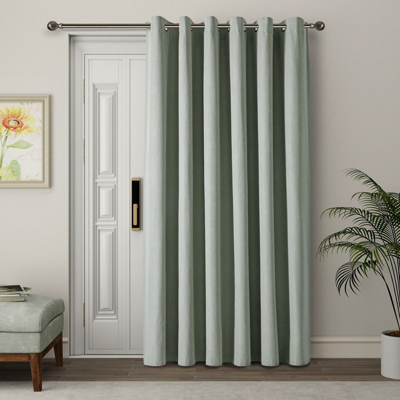 Linen Blend Blackout Single Curtain Panel, Sage Green