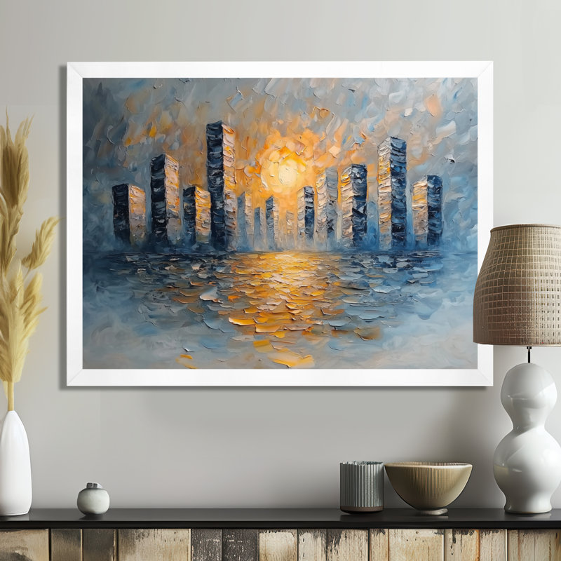 Ilirjan - Abstract Wall Art, H 30 po x l 40 po, Cadre simple, Blanc