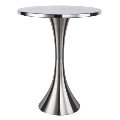 Brushed Nickel Metal Indoor Accent Table, Contemporary Build, Spun Metal, 19x19x24 Inches, 13.5 Lbs, 50 Lbs Weight Limit, Assembly Required Table Of 19 Inches Deep, 24 Tall, Capacity, Needed