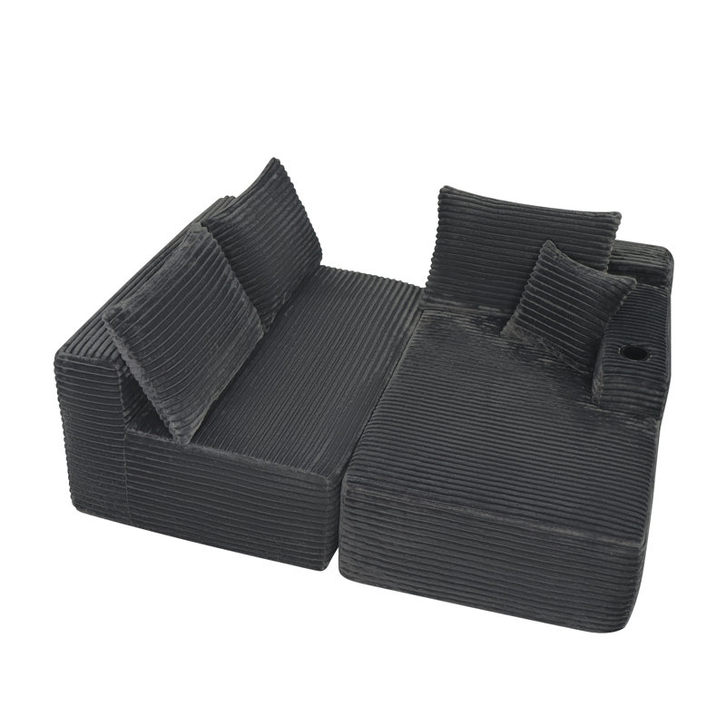 Canapés modulaires modernes à compression, canapé en forme de L en peluche de 96 pouces pour la maison