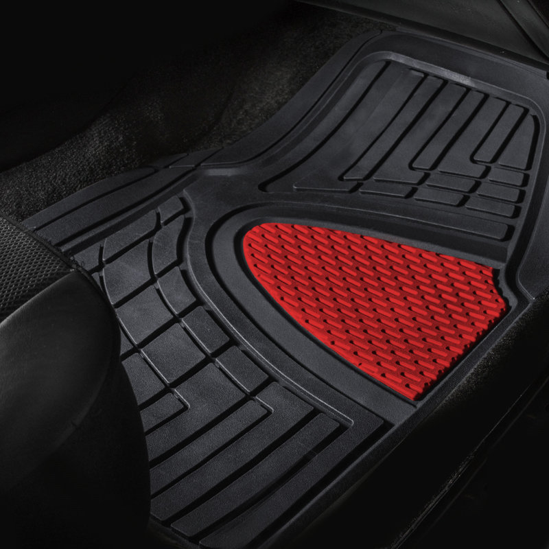 Ensemble complet de tapis de sol en caoutchouc antidérapant Trimable ClimaProof, Rouge