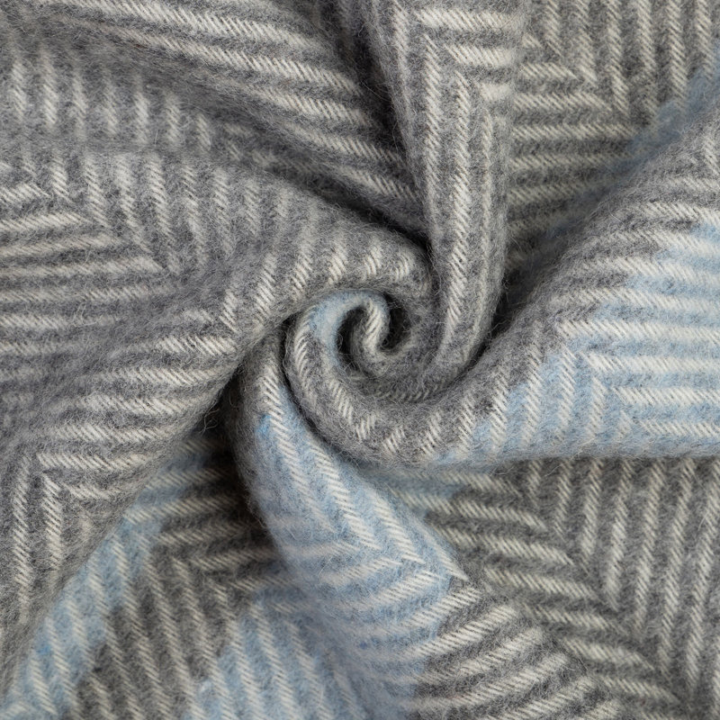Merino Wool Blanket Gurekam, Grey/Blue