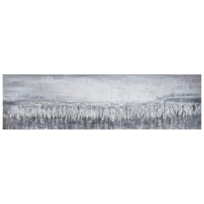 Silver Dust Textured Glitter Hand Painted Canvas Wall Art with Silver Foil by Martin Edwards