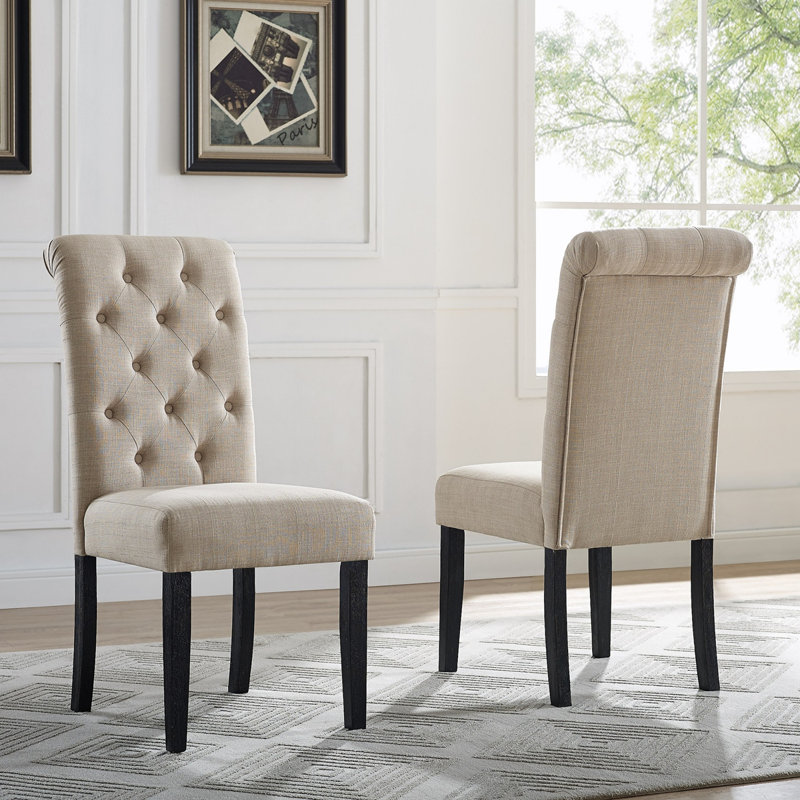 Chaise de salle à manger en bois massif Leviton, ensemble de 2, Tanné