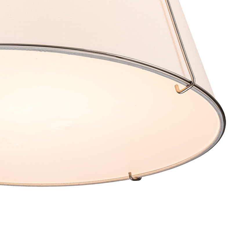 Luminaire suspendu fuselé en lin 4 lumières Nyjel, H 26 po x l 23,6 po x P 23,6 po, Blanc, Nickel