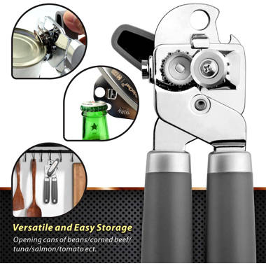 Cook With Color Can Opener Manual with Soft Grip Handle, Gray 