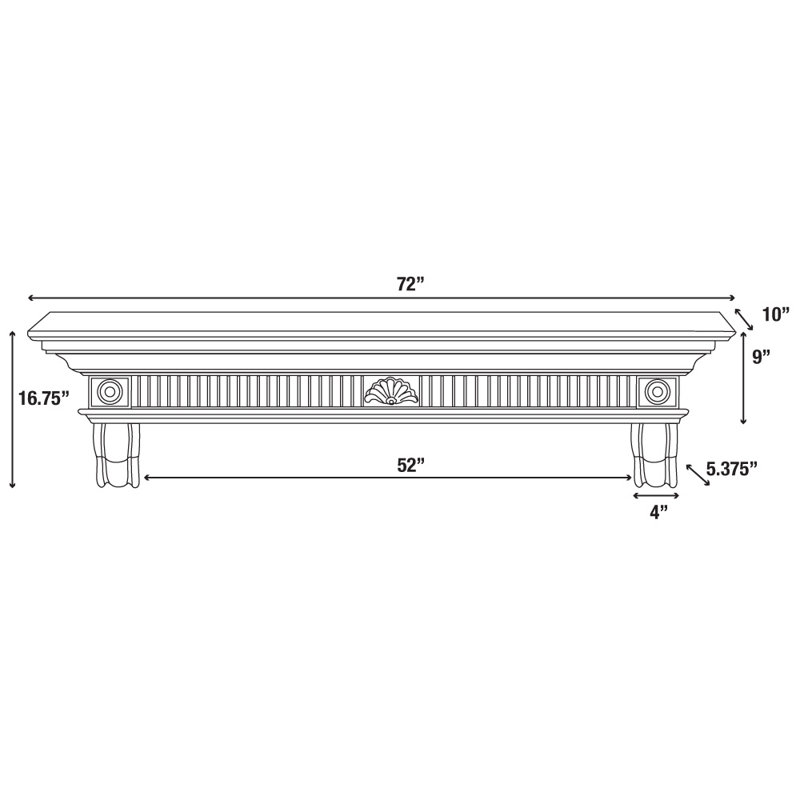 The Devonshire Fireplace Mantel Shelf, 72", Unfinished
