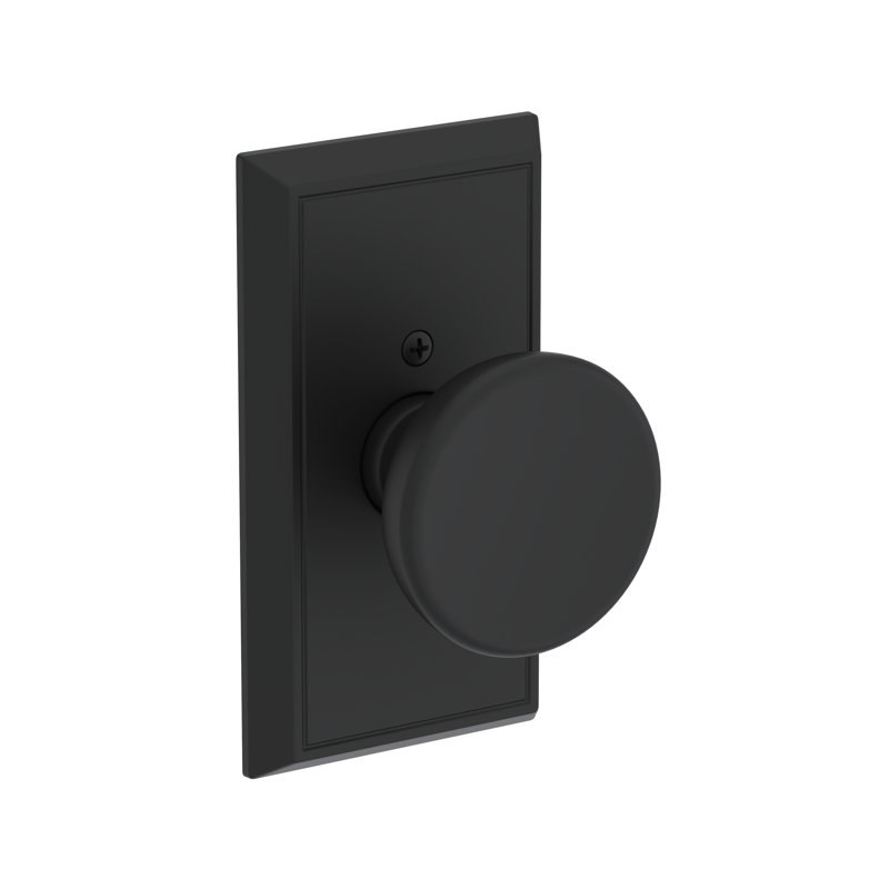 Solvang Full Dummy Knob with Chamfered 5in Rose in Unlacquered Brass, Matte Black