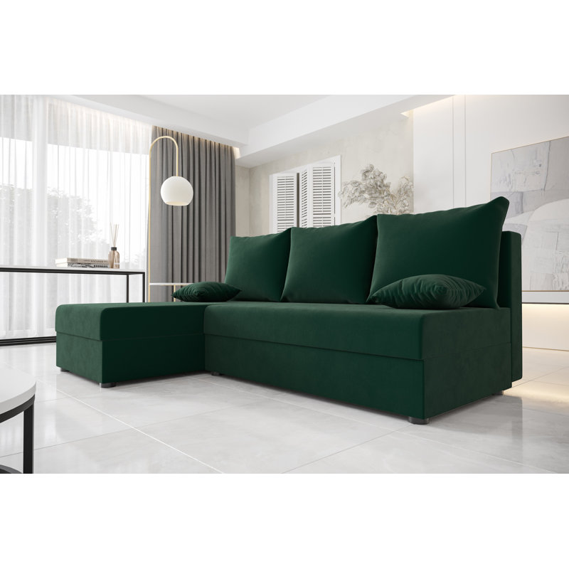 Sidhi 3 Seater Corner Sofa , Left Hand Facing, Dark Green