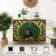 Buffet Buffet avec rangement Peacock Vitrail Imprimé Vitrail Plumes Vibrantes Détails Floraux avec 2 Portes pour le Salon et la Cuisine