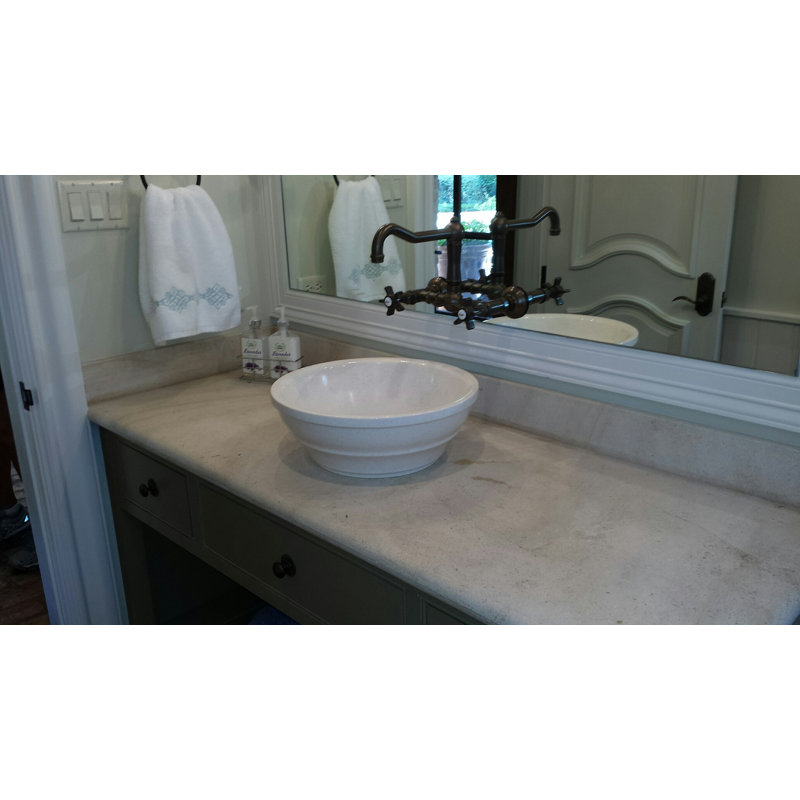 Lavabo de salle de bain vasque circulaire fait à la main en pierre, Roche calcaire