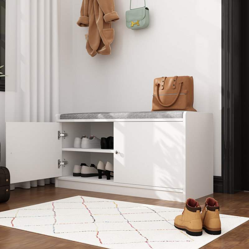 Banc de rangement pour chaussures 9 paires, Blanc