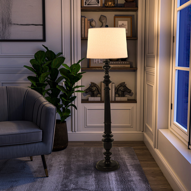 Lampe sur pied traditionnelle Dairyn, Noir, Blanc