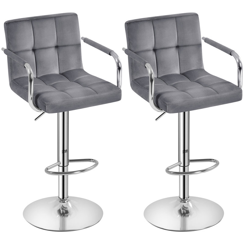 Branislava Swivel Upholstered Adjustable Height Counter Stool, Dark Gray