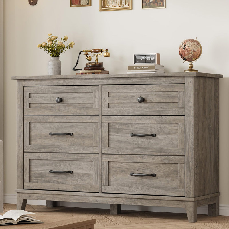 6 commodes pour la chambre à coucher, commode à 47 po de large avec rangement autoportant, commode en bois pour le salon, la chambre à coucher, le vestibule
