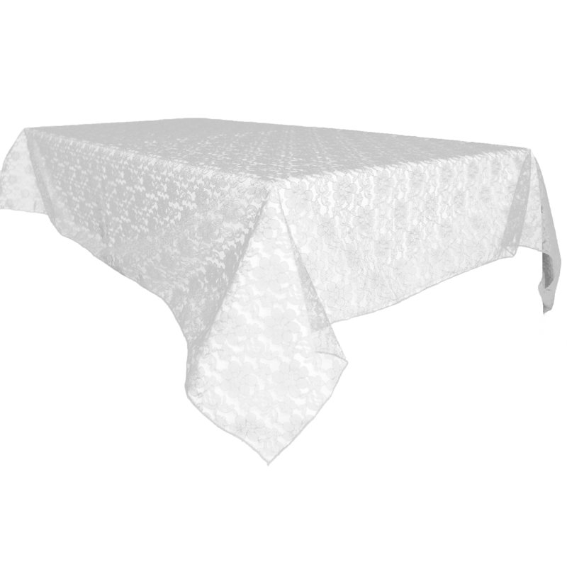 Floral Lace Overlay, 102" x 58", White