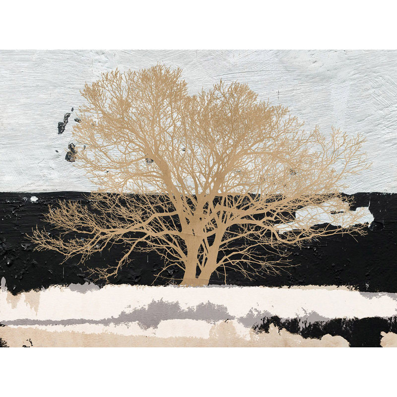 Golden Tree 1 Piece Wrapped Canvas Painting, 70cm H x 100cm W x 4cm D