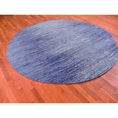 Tapis oriental bleu rond en laine noué à la main 10 pi x 10 pi 79DD05C156534587AB51A3C5D4E5150F