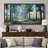 Sunlit Forest Path Landscape with Tall Trees and Wildflowers Nature Wall Decor Extra Large Pictures Framed Canvas Print Wall Art-125011805-125011806