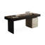 Bureau rectangulaire noir / beige en verre trempé + bois manufacturé avec 6 tiroirs-731891979-731891982