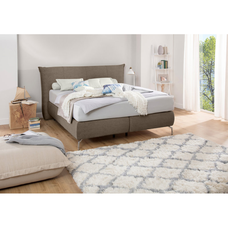 Boxspring Bed Renzo 2 x Tripolis, TCM with Topper, Brown, H3/H3, 140 x 200cm