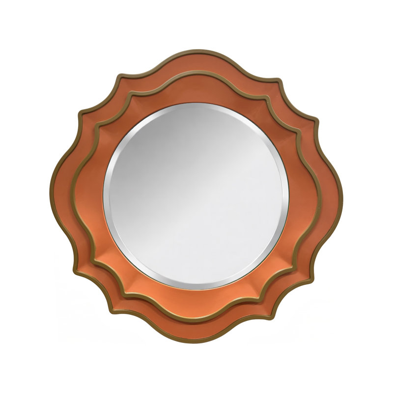 Miroir rond festonné Ethan - orange, Orange