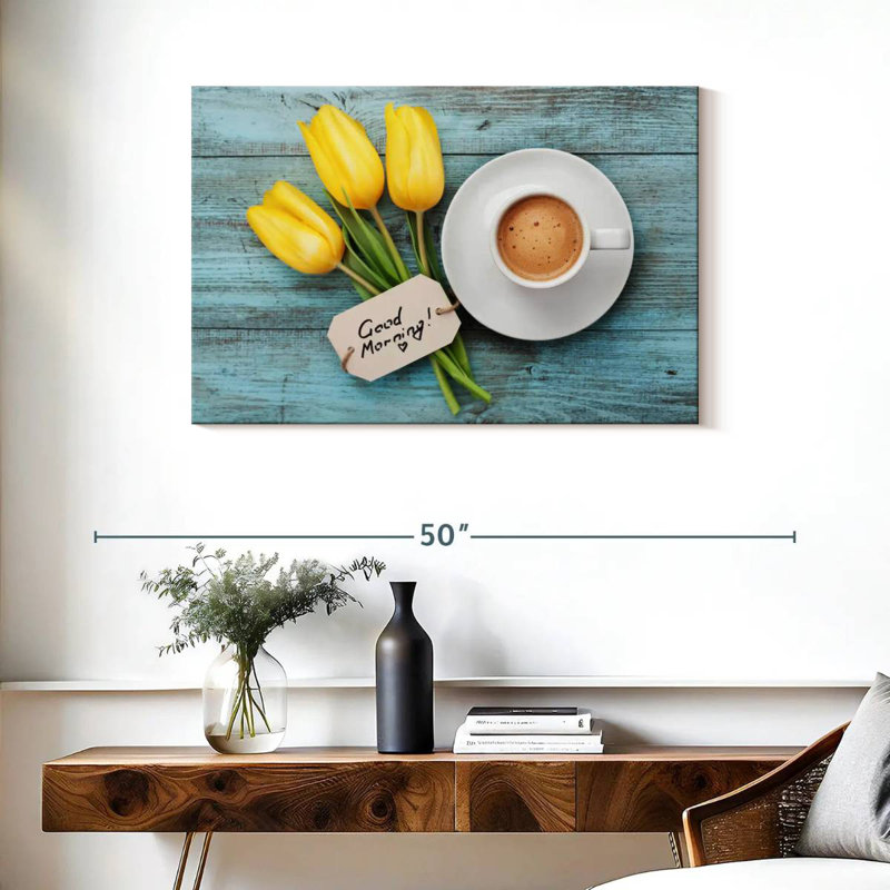 Yarlin Tulips And Coffee, 24" H x 36" W