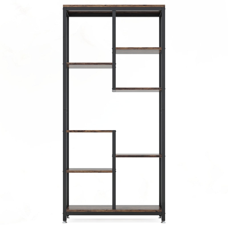 6-Tier Rustic Brown Industrial 8-Shelf Etagere Bookcase Storage