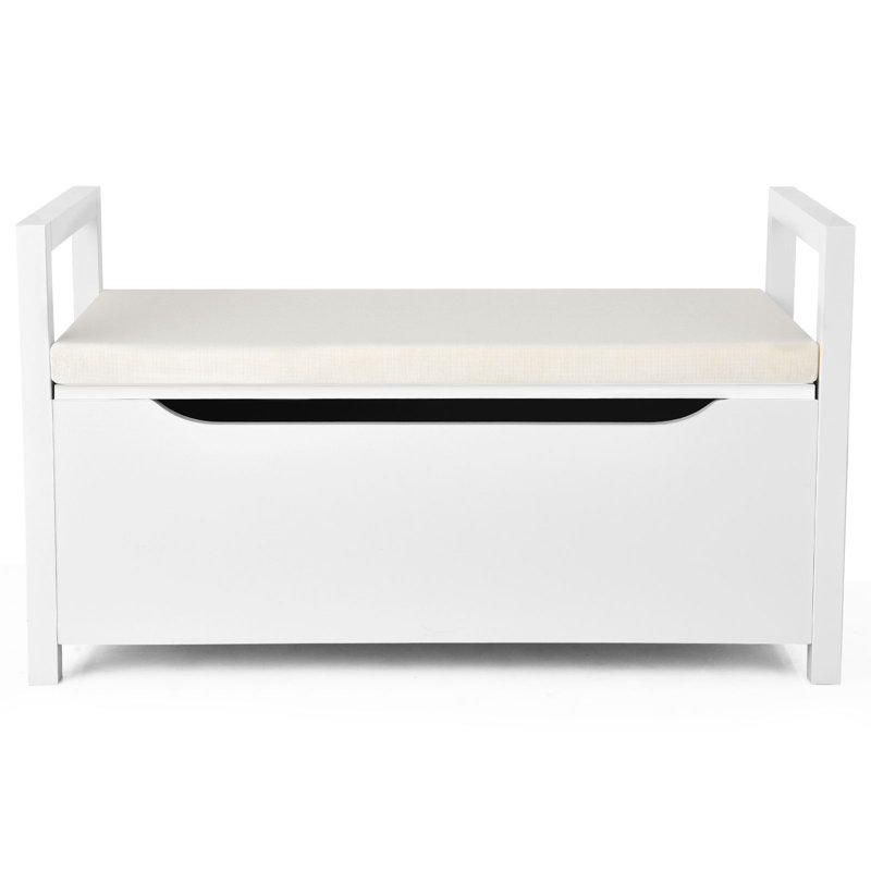 Genghis Upholstered Storage Bench, White