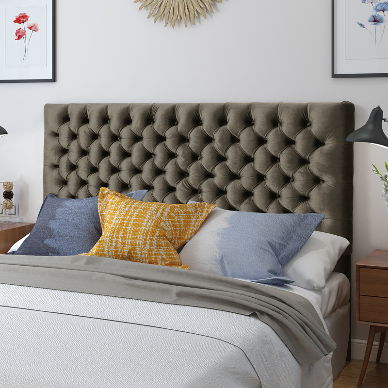 Dannett Queen Upholstered Panel Headboard, Gray
