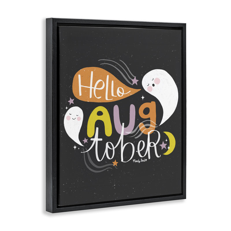 Cadre flottant Hello Augtober avec fantômes, design par Mandy Ford Art + Illustration, H 21 po x l 17 po